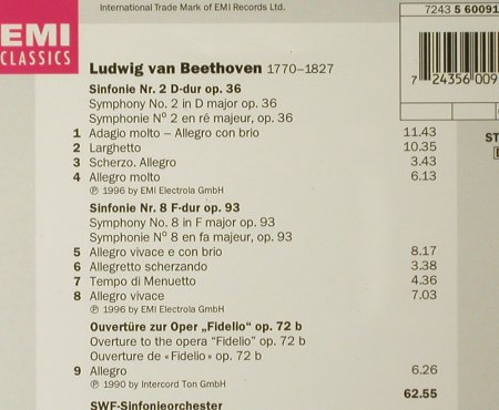 Beethoven,Ludwig van: Sinfonien Nr. 2 & 8, Fidelio-Overt., EMI(), D, 1996 - CD - 93462 - 10,00 Euro