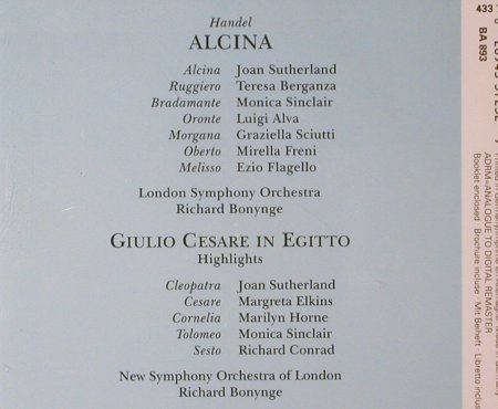 Händel,Georg Friedrich: Alcina, Giulio Cesare,Highlights, Decca(433 723-2), D, 1992 - 3CD - 93469 - 12,50 Euro