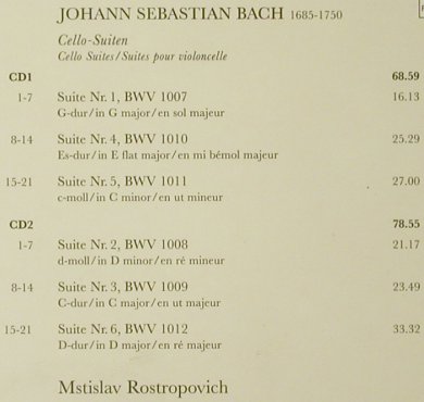 Bach,Johann Sebastian: Cello-Suiten '85, EMI(5 55363-2), EU, 1995 - 2CD - 93472 - 10,00 Euro