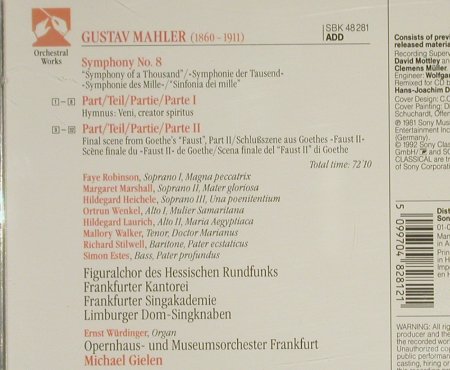 Mahler: Symphony No.8, M.Gielen Frankfurt, Sony, A, 1981 Typ: CD Best.-Nr.: 94352 Preis: 5,00 Euro