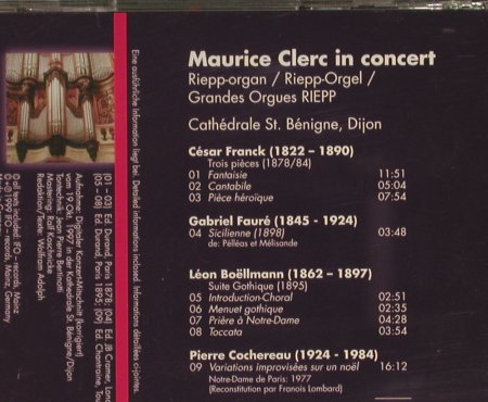 Clerc,Maurice - Riepp-Orgel: Frank,Faure...Cath.St.Benigne,Dijon, Organ/IFO (021), D, 1999 Typ: CD Best.-Nr.: 94355 Preis: 5,00 Euro