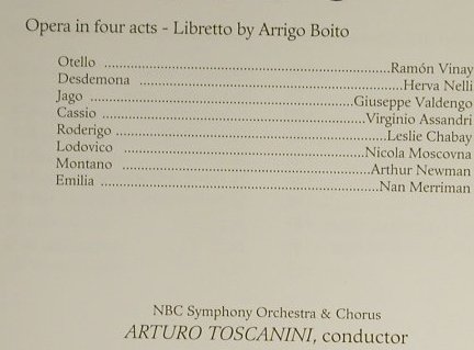 Verdi,Guiseppe: Othello 1947- A.Toscanini, Deutsche Gramophon, I, 1998 Typ: 2CD Best.-Nr.: 94459 Preis: 5,00 Euro