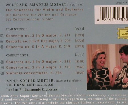 Mozart,Wolfgang Amadeus: Violin Concertos -A.S.Mutter-LSO, D.Gr., D, 2005 Typ: 2CD Best.-Nr.: 94559 Preis: 10,00 Euro