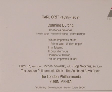 Orff,Karl: Carmina Burana, Teldec, D, 1993 Typ: CD Best.-Nr.: 94596 Preis: 5,00 Euro