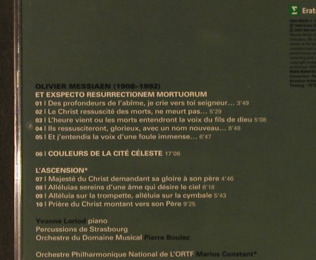 Messiaen,Olivier: Et Exspecto Resurrectionem Mortuoru, Erato, D, 2002 Typ: CD Best.-Nr.: 94614 Preis: 10,00 Euro