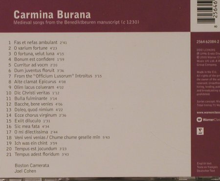 Benediktbeuren Manuscript: Carmina Burana, Warner Classics(), EU, 2005 - CD - 94625 - 5,00 Euro