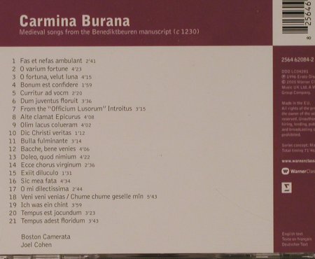 Benediktbeuren Manuscript: Carmina Burana, Warner Classics, EU, 2005 Typ: CD Best.-Nr.: 94625 Preis: 5,00 Euro