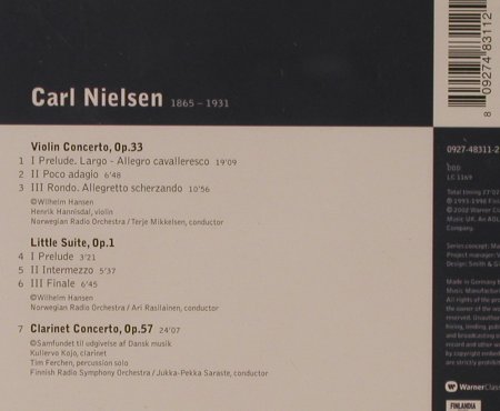 Nielsen,Carl: Violin Concerto/Clarinet Concerto/L, Warner Classics(), EU, 2002 - CD - 94628 - 5,00 Euro