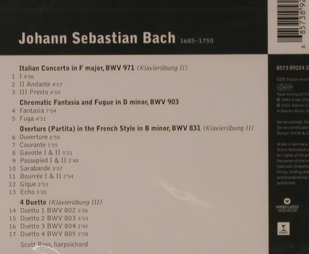 Bach,Johann Sebastian: Italienisches Konzert/Chromatische, Warner Classics, EU FS-New, 2001 Typ: CD Best.-Nr.: 94629 Preis: 6,00 Euro