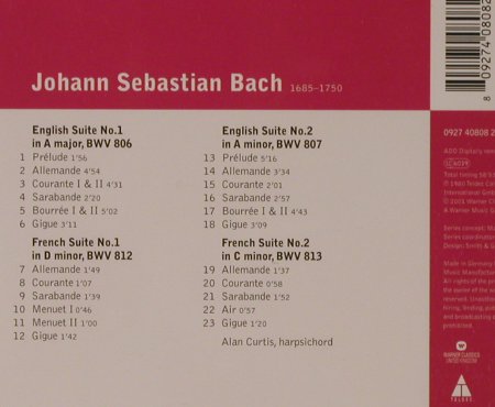 Bach,Johann Sebastian: English & French Suites Nr.1&2, Warner Classics, EU, 2001 Typ: CD Best.-Nr.: 94631 Preis: 5,00 Euro