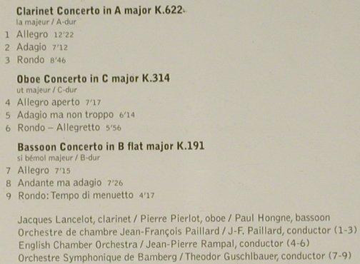 Mozart,Wolfgang Amadeus: Concertos for Clarinet,Oboe & Basso, Warner Classics(), EU, 2003 - CD - 94634 - 5,00 Euro