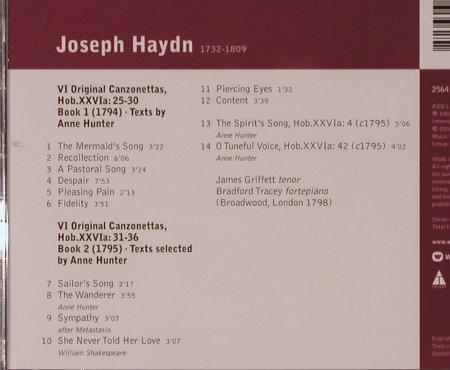 Haydn,Joseph: Original Canzonettas Book 1 & 2, Warner Classics(), EU, 2004 - CD - 94643 - 5,00 Euro