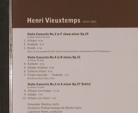 Vieuxtemps,Henri: Violinkonzerte Nr.2,4 & 5, Warner Classics(), EU, 2002 - CD - 94646 - 5,00 Euro