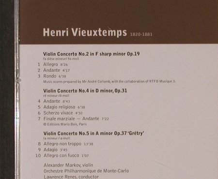 Vieuxtemps,Henri: Violinkonzerte Nr.2,4 & 5, Warner Classics, EU, 2002 Typ: CD Best.-Nr.: 94646 Preis: 5,00 Euro