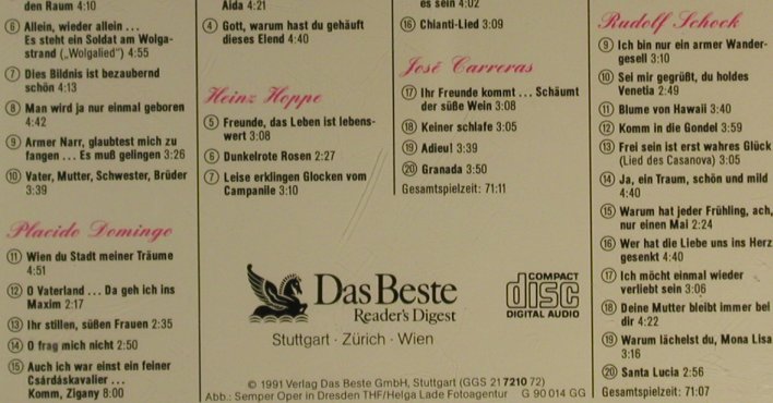 V.A.Gala-Abend Grosser Stimmen: Berühmte Tenöre singen fr Sie, Das Beste(GGS 7210), D, 1991 - 5CD - 94670 - 12,50 Euro