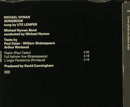 Nyman,Michael: Song Book, Ute Lemper,Promo,3 Tr., Decca(), D, 1991 - CD5inch - 94676 - 5,00 Euro