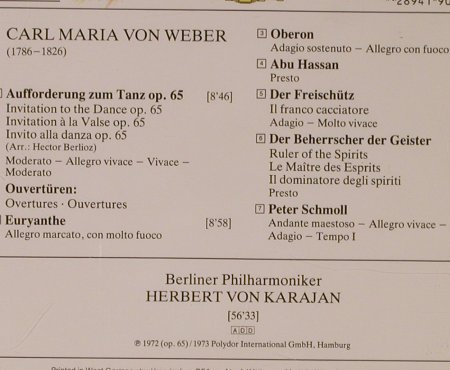 Weber,Carl Maria von: Aufforderung Zum Tanz/Ouvertüren, Deutsche Gramophon (419 070-2), D Typ: CD Best.-Nr.: 94689 Preis: 5,00 Euro