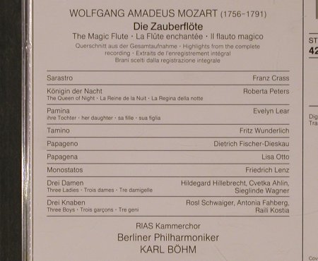Mozart,Wolfgang Amadeus: Die Zauberflöte-Szenen & Arien, Deutsche Gramophon (429 825-2), D, 1964 Typ: CD Best.-Nr.: 94691 Preis: 5,00 Euro