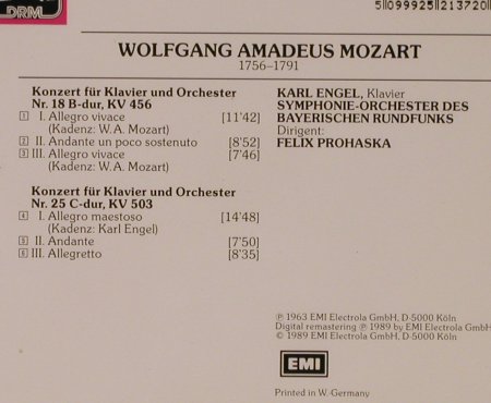 Mozart,Wolfgang Amadeus: Klavierkonzerte Nr.18 & 25 (63), EMI (25 2137 2), D, 1989 Typ: CD Best.-Nr.: 94761 Preis: 10,00 Euro