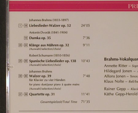Brahms,J. / Schumann / Dvorak: Liebeslieder der Romantik, Prezioso(800.023), D, 1996 - CD - 94794 - 10,00 Euro
