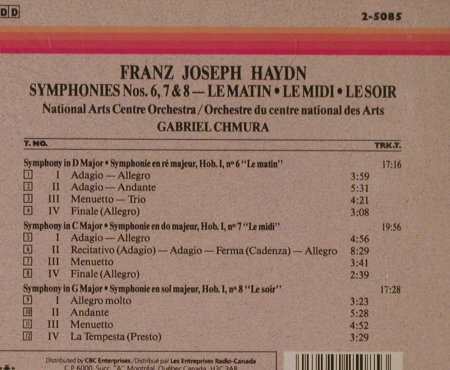 Haydn,Joseph: Sinfonien Nr.6-8, CBC Ent.(2-5085), CDN, 1989 - CD - 94804 - 10,00 Euro