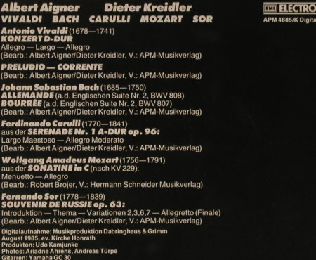 Carulli/Sor/Vivaldi/Mozart/Bach: Serenade Nr.1/Souvenir De Russie/Ko, APM (4885/K), D, 1986 Typ: CD Best.-Nr.: 94826 Preis: 7,50 Euro