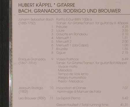 BachJ.S. / Granados / Rodrigo / Bro: Partita E-Dur BWV 1006a/Valses Poet, FSM (FCD 97245), D, 1980 Typ: CD Best.-Nr.: 94834 Preis: 12,50 Euro
