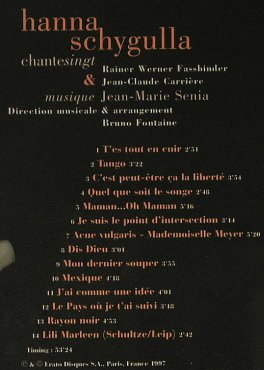 Schygulla,Hanna: Chante Sing Fassbinder/Carriere, Erato, D, FS-New, 1997 Typ: CD Best.-Nr.: 94910 Preis: 11,50 Euro