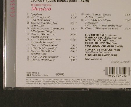 Händel,Georg Friedrich: Messiah-Highlights(83), Teldec(), D, 1996 - CD - 95317 - 5,00 Euro
