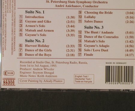 Khachaturian,Aram: Gayane Suites Nos.1-3, Naxos (8.550800), D, 1994 Typ: CD Best.-Nr.: 95318 Preis: 5,00 Euro