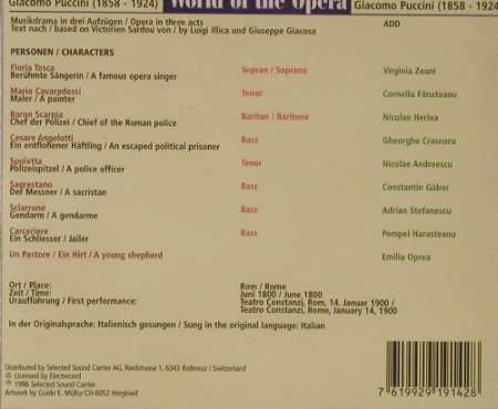 Puccini,Giacomo: Tosca, Selected Sound Carrier (5257), EU, 1996 Typ: 2CD Best.-Nr.: 95331 Preis: 7,50 Euro