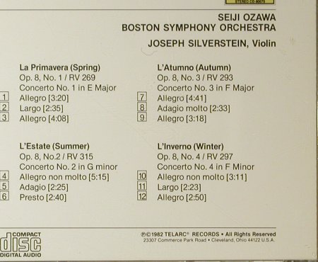 Vivaldi,Antonio: The four seasons, Telarc (80070), J/US, 1982 Typ: CD Best.-Nr.: 96047 Preis: 10,00 Euro