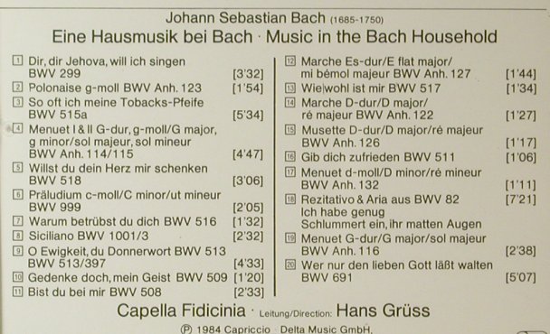 Bach,J.S. ,P.Schreier: Eine Hausmusik bei Bach, Apriccio(), US/J, 1984 - CD - 96052 - 10,00 Euro