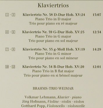 Hayden,Joseph: Klaviertrios,Nos.38,39,33,34, Berlin Classics(0092882BC), D, 1997 - CD - 96500 - 10,00 Euro