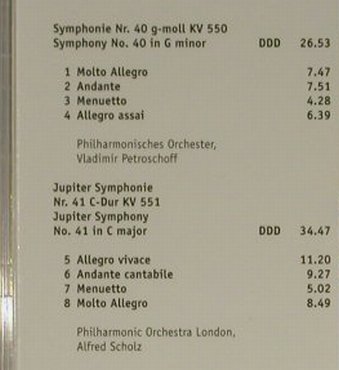Mozart,Wolfgang Amadeus: Symphonies No.40+41, ZYX (CLS 4085), D, 2001 Typ: CD Best.-Nr.: 96527 Preis: 5,00 Euro