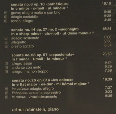 Rubinstein,Arthur: Beethoven Piano Sonatas 8,14,23,26, RCA/BMG 24 Super bit(), EU, 2001 - CD - 97396 - 7,50 Euro