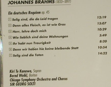Brahms,Johannes: Ein Deutsches Requiem'79, Decca (458 133-2), D, 1997 Typ: CD Best.-Nr.: 97397 Preis: 7,50 Euro