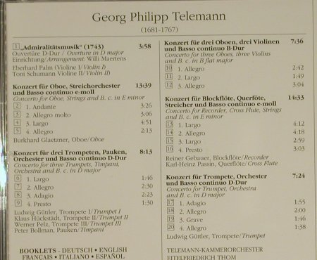 Telemann,Georg Philipp: Admiralitätsmusik /Trompetenkonzert, Eterna/Berlin Classics(BC 3049-2), D, 1994 - CD - 97411 - 5,00 Euro