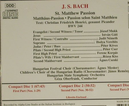 Bach,Johann Sebastian: St.Matthew Passion, Naxos (8.550832-34), D, 1993 Typ: 3CD Best.-Nr.: 97452 Preis: 10,00 Euro