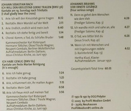 Fischer-Dieskau,Dietrich: Bach & Brahms, Polydor(PH05013), D, 2005 - CD - 98090 - 7,50 Euro
