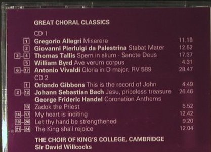 V.A.Great Choral Classics: From King's, Deccc(452 949-2), D, 1997 - 2CD - 98091 - 10,00 Euro