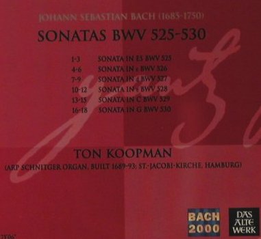 Bach,Johann Sebastian: Sonatas BWV 525-530, Teldec (8573-81128-2), D, 2000 Typ: CD Best.-Nr.: 98101 Preis: 10,00 Euro