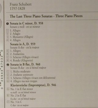 Schubert,Franz: The Last Tree Piano Sonatas, Philips (438 703-2), D, 1993 Typ: 2CD Best.-Nr.: 98116 Preis: 10,00 Euro