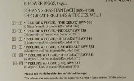 Power Biggs,E.: Bach, CBS (MK 42647), , 1988 Typ: CD Best.-Nr.: 98128 Preis: 7,50 Euro