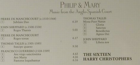 Philip & Mary: Music From The Anglo-Spanish Court, Collins (15252), UK, 1998 Typ: CD Best.-Nr.: 98291 Preis: 10,00 Euro