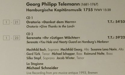 Telemann,Georg Philipp: Hamburgische Kapitänsmusik 1755, CPO(999 211-2), D, 1994 - 2CD - 98299 - 7,50 Euro