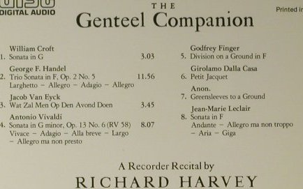 Harvey,Richard: The Genteel Companion, ASV(CD DCA 558), UK, 1986 - CD - 98301 - 10,00 Euro