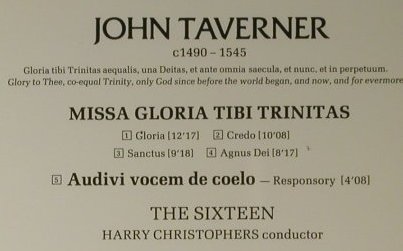 Taverner,John: Missa Gloria Tibi Trinitas, Hyperion(CDA66134), UK, 1984 - CD - 98308 - 14,00 Euro