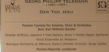 Telemann,Georg Philipp: Der Tod Jesu, Vox Temporis(VTP CD92 025), B, 1995 - CD - 98319 - 12,50 Euro