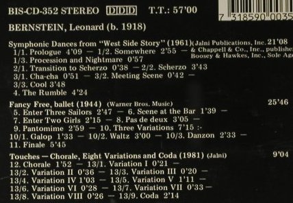 Bernstein,Leonard: West Side Story, Symphonic Dances, BIS(BIS-CD-352), UK, 1986 - CD - 98366 - 12,50 Euro
